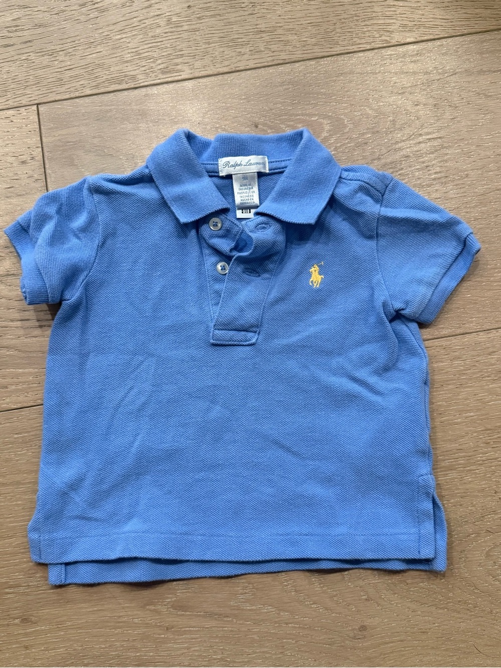Ralph Lauren Toddler Light Blue Polo with Yellow Logo - Sz 9M